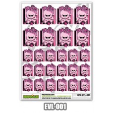 Maugrafix Pink Skull w/Bow "EVLIN" Stickers / MGFX-EVL-001